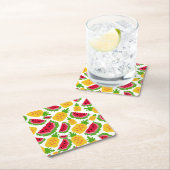 Tropical Watermelon and Pineapple Pixel Pattern Rechteckiger Pappuntersetzer (Vor Ort)