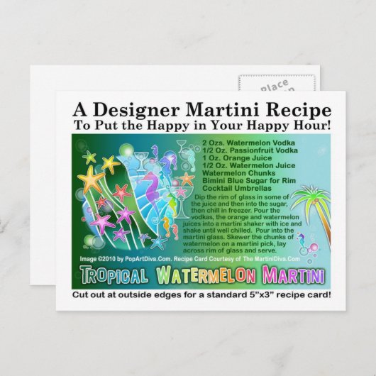 Tropical Watermelon Martini Rezept Karte (Vorne/Hinten)