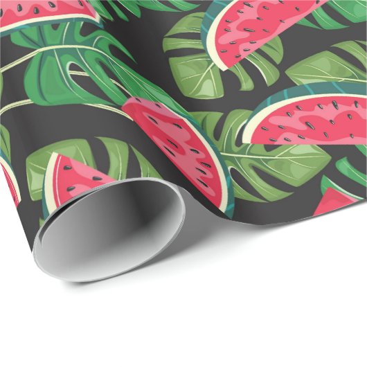 Tropical Watermelon Slices Pattern Sommerzeit Geschenkpapier (Rolleneckpunkt)