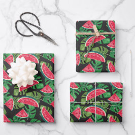 Tropical Watermelon Slices Pattern Sommerzeit Geschenkpapier Set