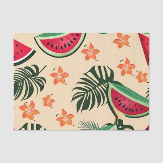 Tropical Watermelon Summer Pattern Seidenpapier (Vorderseite)