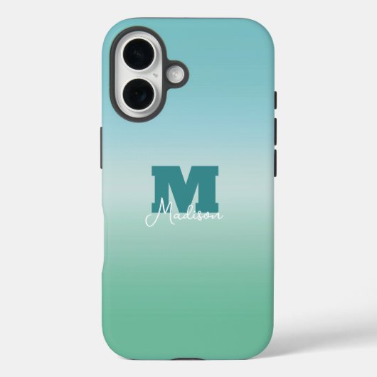 Tropical Waters Gradient Monogram Name  Case-Mate iPhone Hülle (Rückseite)