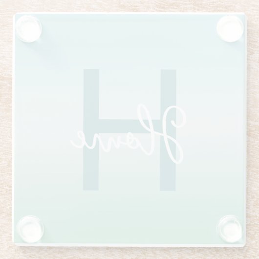Tropical Waters Gradient Monogram Name  Glasuntersetzer (Rückseite)