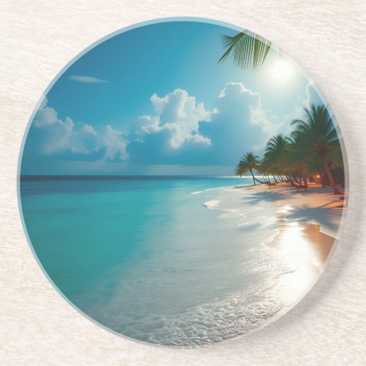 Tropical Waves Blauer Himmelsstrand Getränkeuntersetzer (Vorne)