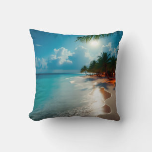 Tropical Waves Blauer Himmelsstrand Kissen