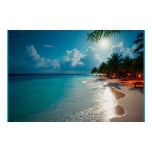Tropical Waves Blauer Himmelsstrand Poster