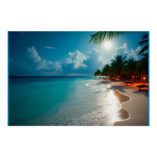 Tropical Waves Blauer Himmelsstrand Poster (Vorderseite)