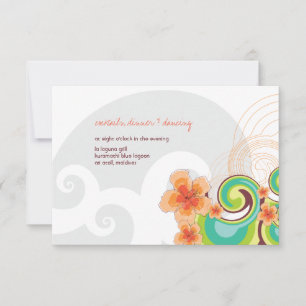 Tropical Waves Hibiskus Beach Wedding Empfang Einladung