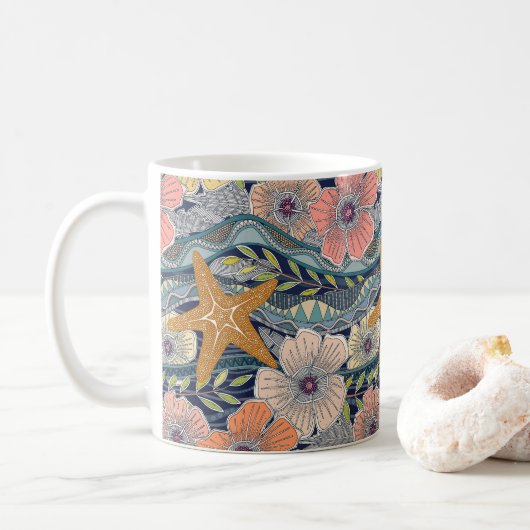 tropical waves navy kaffeetasse (Mit Donut)