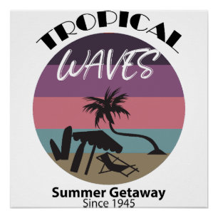 Tropical Waves Sommerausflug Thema Poster