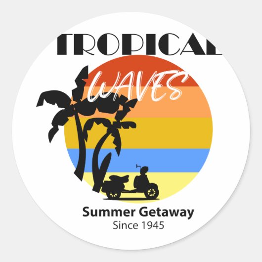 Tropical Waves Summer Beach Sticker (Vorderseite)