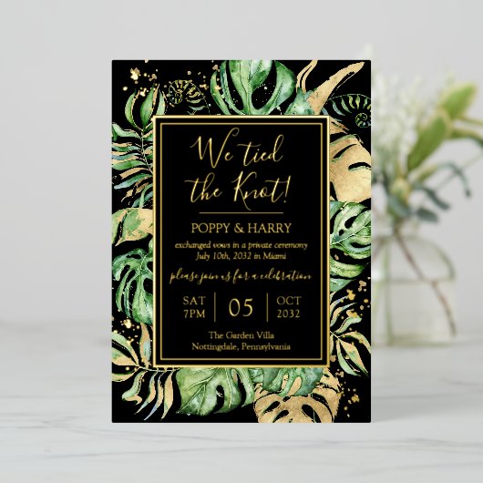 Tropical We tickt das knotengefleckte Empfang-Part Folieneinladung (Stehend vorne)