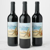 Tropical Wedding Beach Scene Wein Flasche Label Weinetikett (Flaschen)