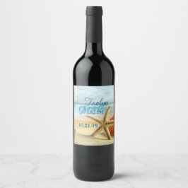 Tropical Wedding Beach Scene Wein Flasche Label Weinetikett
