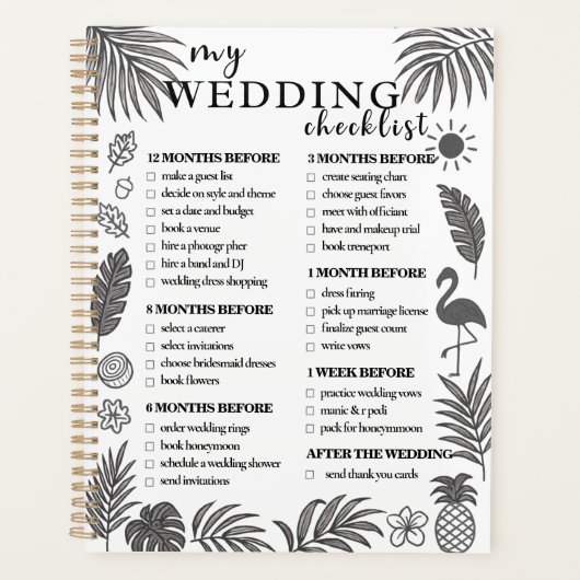 Tropical Wedding Checklist Planner Modernes Elegan Planer (Vorderseite)