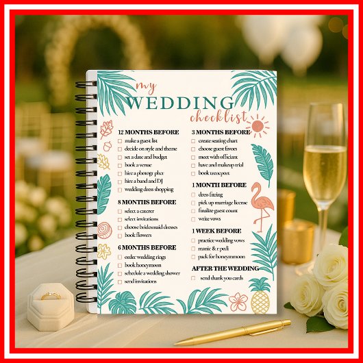 Tropical Wedding Checklist Planner Modernes Elegan Planer