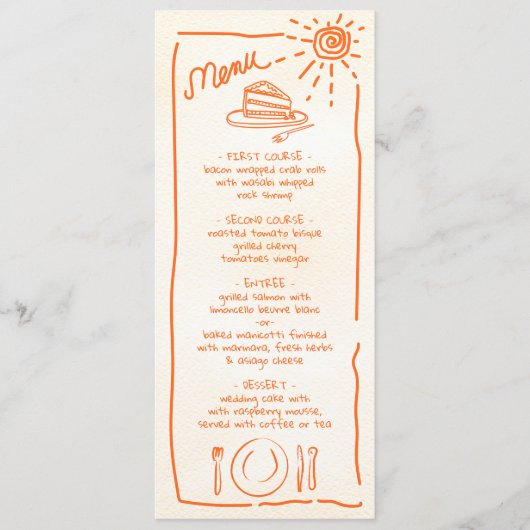 Tropical Wedding Funky Wedding Menu Menükarte (Vorderseite)