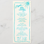 Tropical Wedding Funky Wedding Menu Menükarte (Vorderseite)