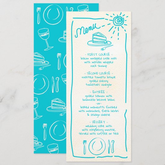 Tropical Wedding Funky Wedding Menu Menükarte (Vorne/Hinten)