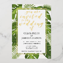 Tropical Wedding Gold Classy Einladung