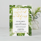 Tropical Wedding Gold Classy Einladung (Stehend vorne)