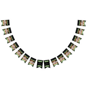 Tropical Wedding Green Palm Blätter Schwarzes Foto Wimpelkette