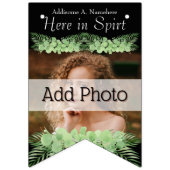 Tropical Wedding Green Palm Blätter Schwarzes Foto Wimpelkette (Zweite Fahne)