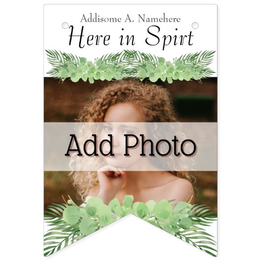 Tropical Wedding Green Palm Blätter Weißes Foto Wimpelkette (Zweite Fahne)