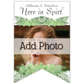 Tropical Wedding Green Palm Blätter Weißes Foto Wimpelkette (Erste Fahne)