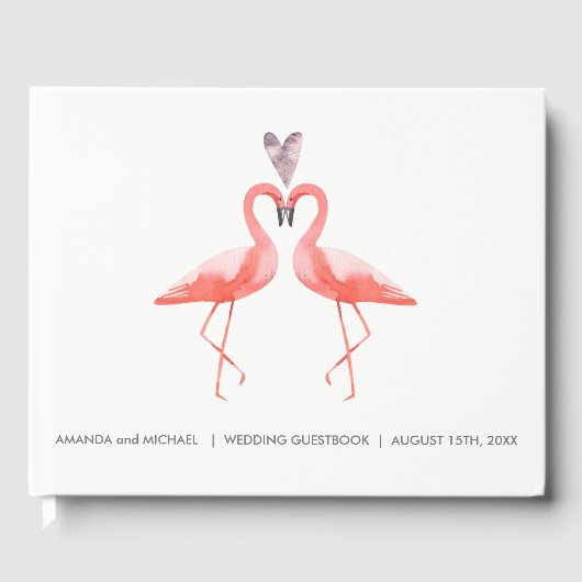 Tropical Wedding Guest book | Flamingos Gästebuch (Vorderseite)