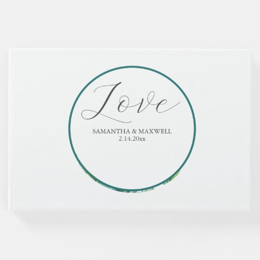 Tropical Wedding Guest Book | Green Palm Leaves Gästebuch (Vorderseite)