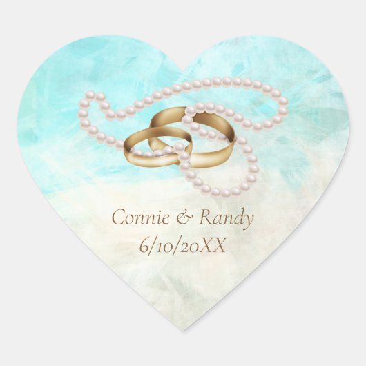 Tropical Wedding Heart Stickers (Vorderseite)