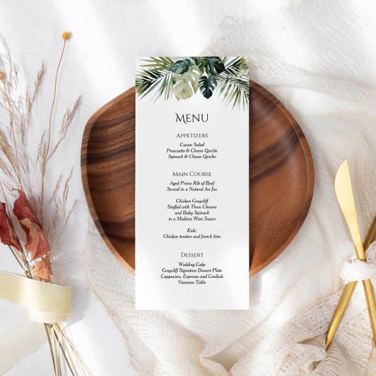 Tropical Wedding Menu Card - Botanisches Design Menükarte