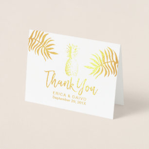 Tropical Wedding Modern Gold Ananas Vielen Dank Folienkarte