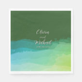 Tropical Wedding Napkin Blue Green Watercolor Wash Serviette (Vorderseite)