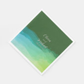 Tropical Wedding Napkin Blue Green Watercolor Wash Serviette (Ecke)