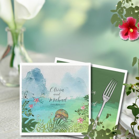 Tropical Wedding Napkin Charming Sea Turtle Decor Serviette