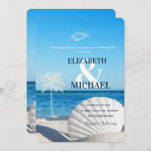 Tropical Wedding Ocean Beach  Einladung (Vorne/Hinten)