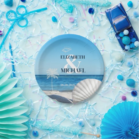 Tropical Wedding Ocean Beach Pappteller (Party)
