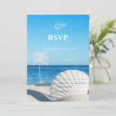 Tropical Wedding Ocean Beach RSVP   Einladung (Stehend Vorderseite)
