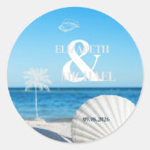 Tropical Wedding Ocean Beach Runder Aufkleber (Vorderseite)