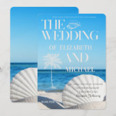 Tropical Wedding Ocean Beach Wedding Einladung (Vorne/Hinten)