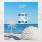 Tropical Wedding Ocean Beach Weinetikett (Einzelnes Label)