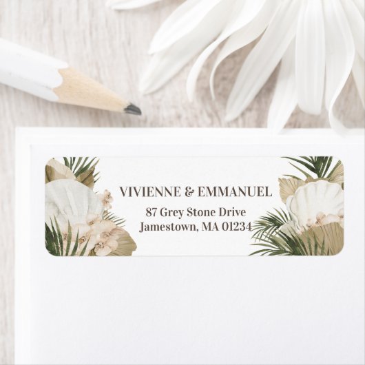 Tropical Wedding Palm Boho Rücksendeadresse (Insitu)