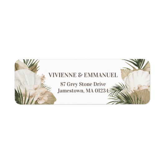Tropical Wedding Palm Boho Rücksendeadresse (Vorne)