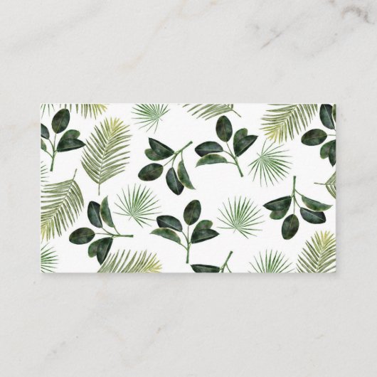 Tropical Wedding Palm Tree Blätter Flat Platzkarte (Rückseite)