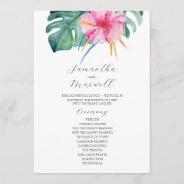 Tropical Wedding Programs Pink Flowers Einladung