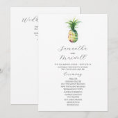 Tropical Wedding Programs Watercolor Pineapple Einladung (Vorne/Hinten)
