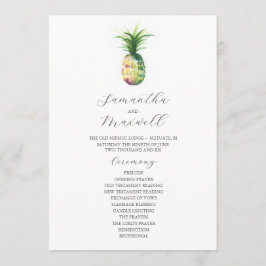 Tropical Wedding Programs Watercolor Pineapple Einladung