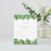 Tropical Wedding R.S.V.P Response Card RSVP Karte (Stehend Vorderseite)